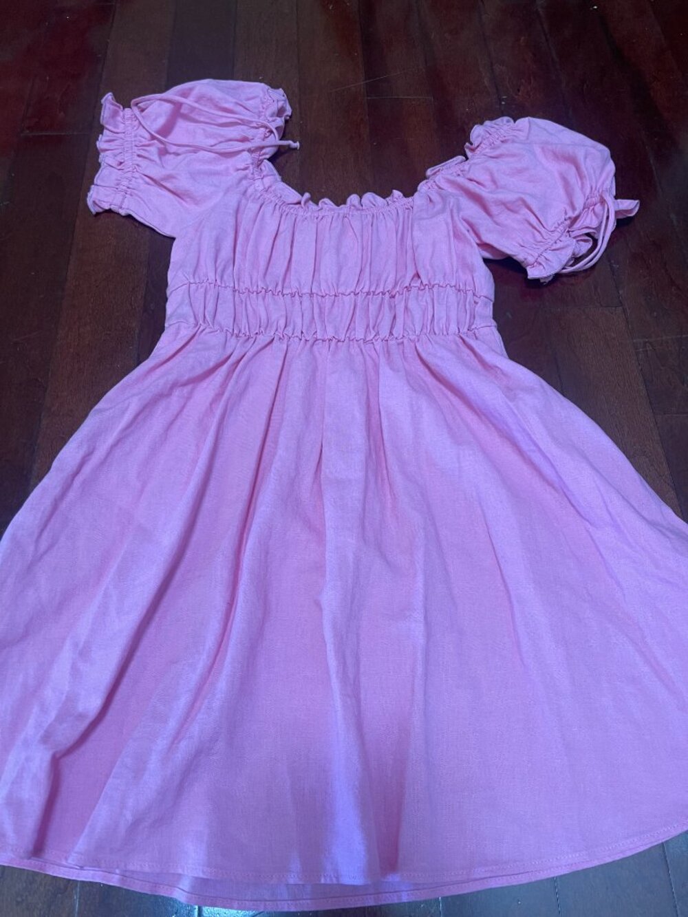 Show Me Your Mumu x Barbie Nikki Mini Dress Pink Linen Blend XS NWT - Picture 10 of 10